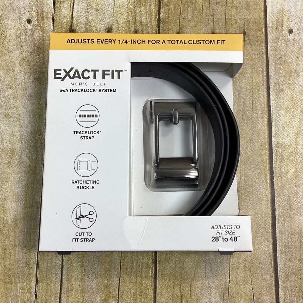Exact Fit Belt Mens Size 48 Black Tracklock Ratchet Adjustable Dress Buckle New